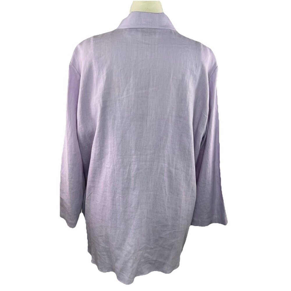 Dana Buchman Lilac Linen Button-Front Blouse and matching Tank Top - Picture 4 of 14